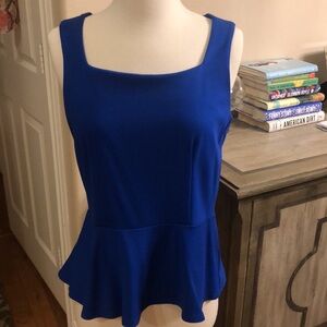 Saks Fifth Avenue Black Label Blue Sleeveless Peplum Sleeveless Top